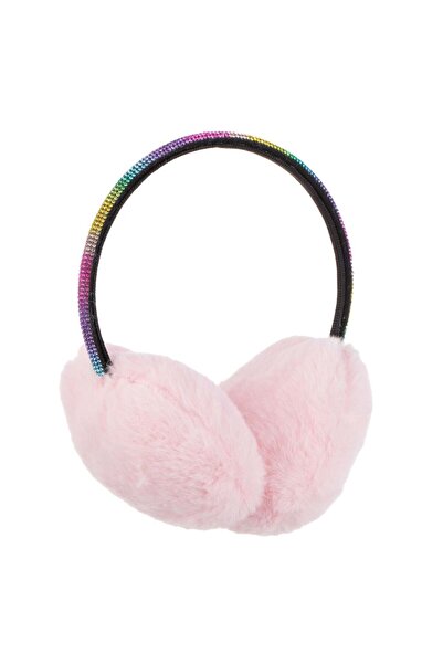 OEM Aparatori Urechi cu Blana Artificiala Roz & Bentita Neagra cu Stras Colorat