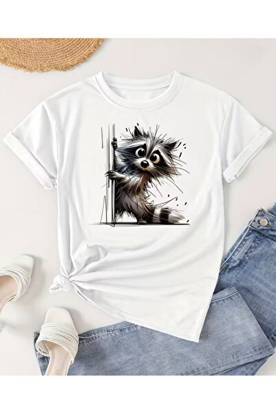 shi dumanlar giyim Oversize Raccon Unisex Bay Baskılı t-shirt tshirt tşört