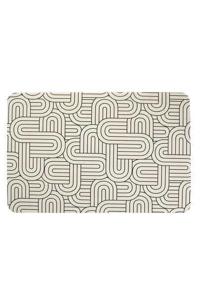 OEM Black Ecru Bath Mat with Abstract Geometric Pattern Super Absorbent 60x40cm