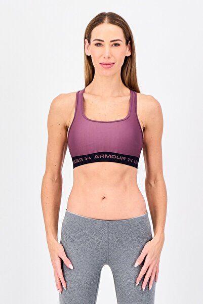 Under Armour حمالة صدر رياضية مبطنة بشعار العلامة التجارية للنساء، عنابي اللون