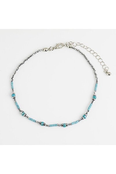 OEM Bratara de Picior cu Lant de Culoare Turcoaz & Margele Argintii pentru Femei