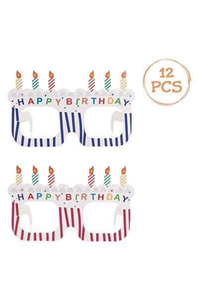 OEM "Happy Birthday" Party Glasses Blue Fuchsia Cake Candles 16x9.5cm - 12pcs