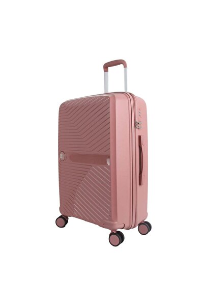 OEM Pink Trolley Suitcase with Embossed Stripes 87L