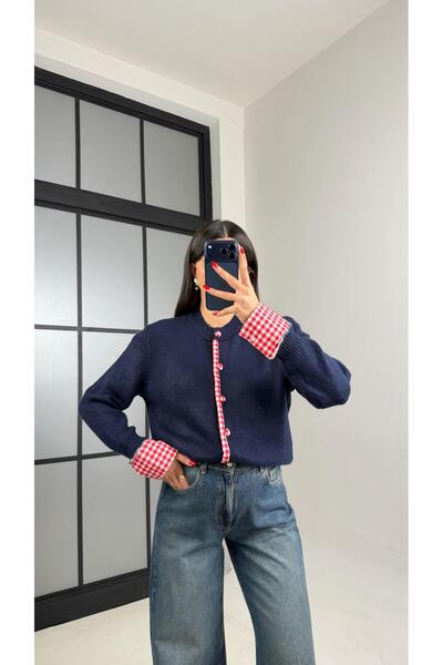 Gaus Lacivert Pötikare Detaylı Triko Hırka GAUS-001038