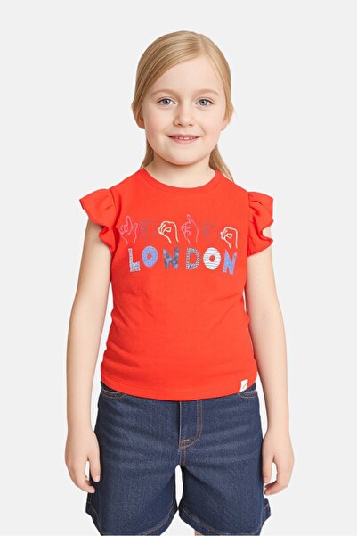 Hamleys Kids Girl Crew Neck Short Sleeves Graphic Print Top, Red