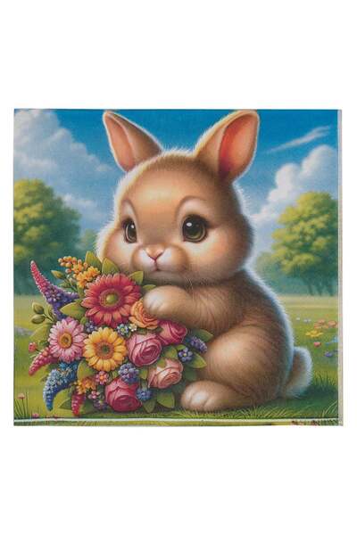 OEM 2-Ply Table Napkins Easter Pattern Rabbit & Flowers 33x33cm - 50pcs