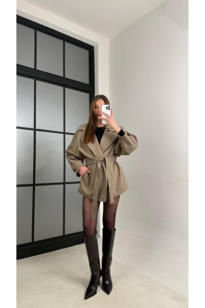 Gaus Haki Astarlı Kuşaklı Premium Trençkot GAUS-00977