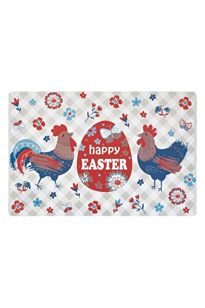 OEM Suport Farfurie de Paste din Plastic cu Model Cocosi Ou Happy Easter 45x30cm