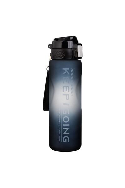 OEM Μαύρο Γκρι Ombre Πλαστικό Αθλητικό Μπουκάλι Νερού "Keep going" - 1L