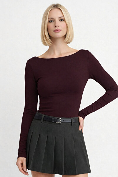 Lia Blanco's Women Ultra Soft Boat Neck Long Sleeve Slim Fit Blouse