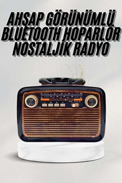 calperia Bluetooth Hoparlör Ahşap Renk Vintage Işıklı Nostaljik Radyo Fm Ahşa...