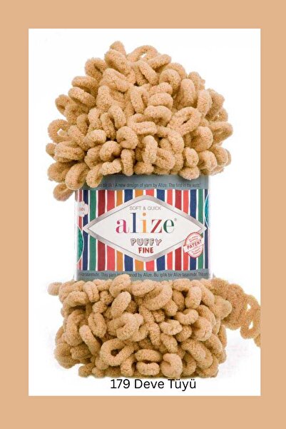 Alize Puffy Fine 1 Adet El Örgü Ipliği Küçük Ilmek - 100 Gr. 14.5mt. Parmak I...