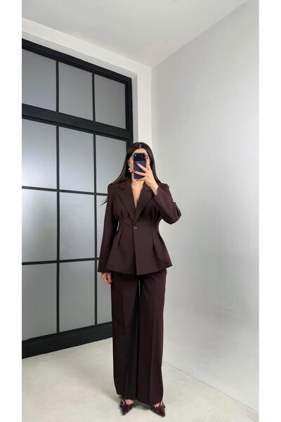 Gaus Mürdüm Vatkalı Astarlı Ceket Beli Lastikli Pantolon Premium Takım GAUS-0...