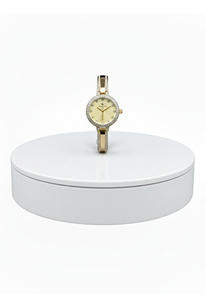 Butik ZİRKON TAŞ İŞLEMELİ GOŞD RENGİ KADIN KOL SAATİ KİRİSTAK KADRANLI KELEPC...