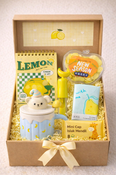 matheon Limon Temalı Hediye Seti | Kupa, Spiral Defter, Islak Mendil, Mendil ...