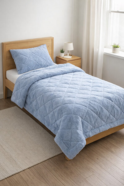 Home Duvet Cover Single Size Solid Color Blue Welsoft Quilt