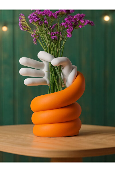 Generica Heykelsi El Tasarımlı 3D Baskı Vazo – Siyah, Turuncu, Beyaz, Pembe R...