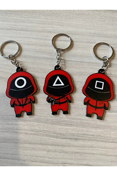 EFEKTİF MAĞAZA Squid Game Temalı Figürlü Anahtarlık – Daire / Üçgen / Kare Ma...