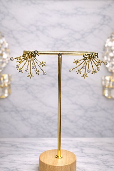 STAR Yazılı Çoklu Yıldız Sallantılı Küpe