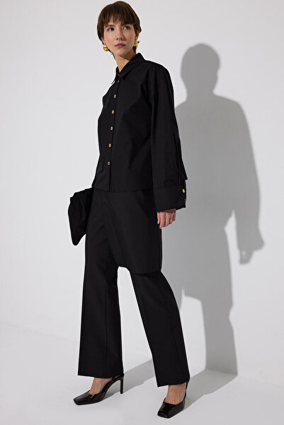 Touché Privé قميص بأكمام مزدوجة وأزرار ذهبية