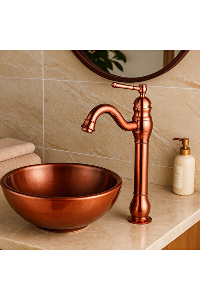 banyosepeti صنبور حوض إيتيرنا روز جولد - ذو جسم طويل، مظهر فاخر، موفر للمياه