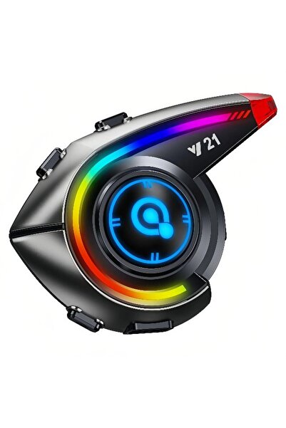 Çeşithane Y21 Renkli Işıklı Motosiklet İnterkom - Dahili FM Radyolu, Bluetoot...