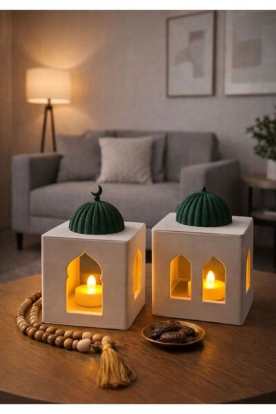 GRAUHAUS 2'li Ramazan Dekoru Pilli Işıklı İslami Evler Masa & Sehpa Süsü