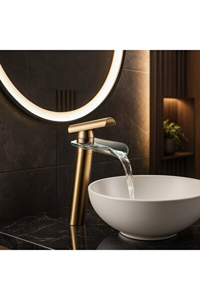 banyosepeti صنبور حوض على شكل شلال من الزجاج العتيق من GlassCascade