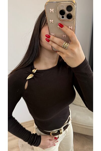 thegiba.co KAHVERENGİ TASARIM BLUZ