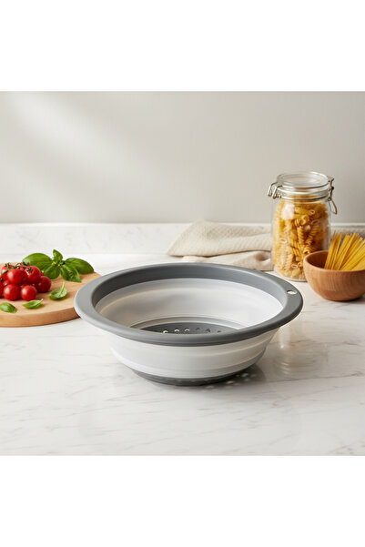 YAZICI Foldable Round Strainer – Gray, 3 Liter Capacity Practical Kitchen Ute...