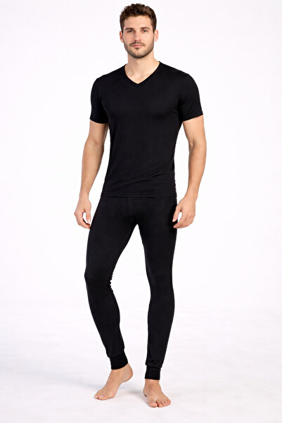VİENETTA Мъжки термо бельо с къс ръкав и V-образно деколте - комплект от горн...
