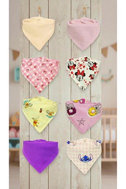 Lumos Trade (8 ADET) %100 Pamuk Kumaş Çift Katlı Çıtçıtlı Bebek Salya Önlük &...