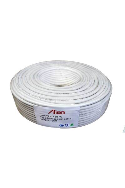 ALIEN Cablu coaxial RG6 Alb 48×0.12mm Cu 1mm Cu 100m