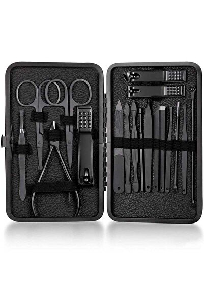 Arabest Professional Nail Clippers Set 18 pcs, Black Stainless Steel Sharp Na...