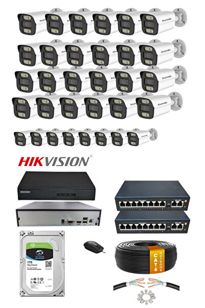 Hsc bilişim 32'Lü 5Mp (4K) Ip Kamera Seti | Poe | Hikvision Nvr | İç/Dış Meka...