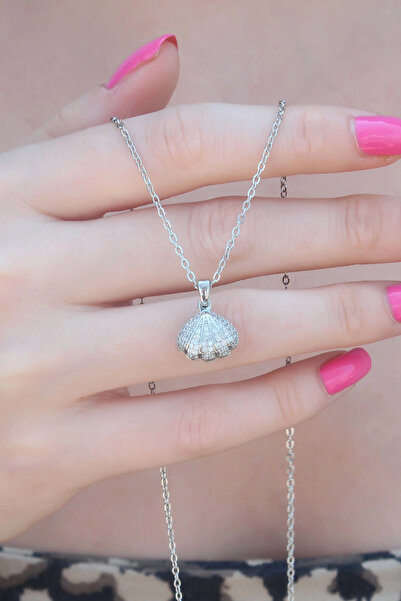 Epilons Bfs 316L Steel Silver Color Openable Mussel Model Women's Necklace