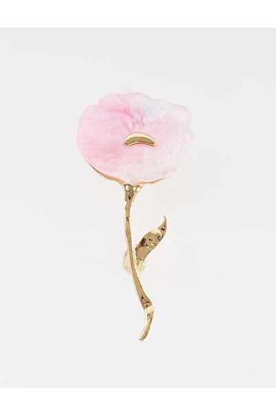 Kayra Gül Motifli Broş Gold