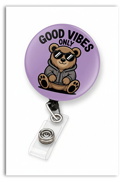 Mia Aurora Good Vibes Only Written with Teddy Bear Figure Purple Pull-String ...