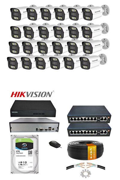 Hsc bilişim 24'Lü 5Mp (4K) Ip Kamera Seti | Poe | Hikvision Nvr | İç/Dış Meka...