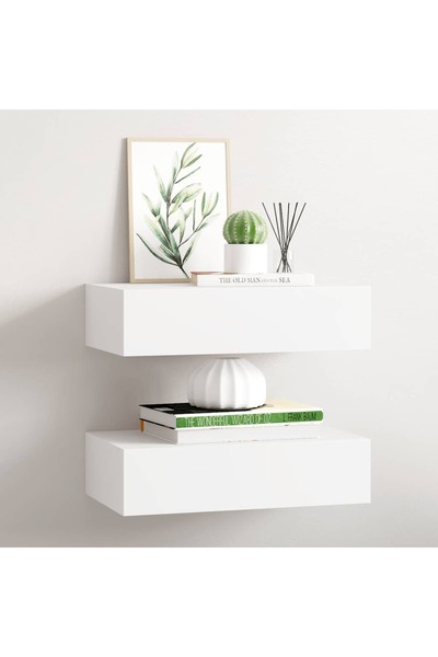 vidaxl Wall-mounted Drawer Shelves 2 pcs White 40x23.5x10 cm MDF
