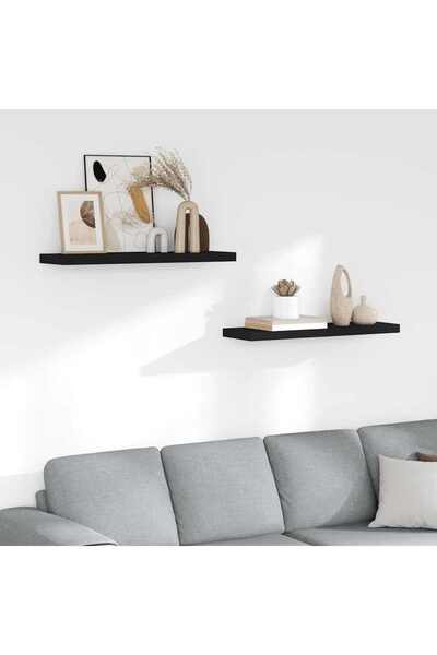 vidaxl Floating Wall Shelves 2 pcs Black 80x23.5x3.8 cm MDF