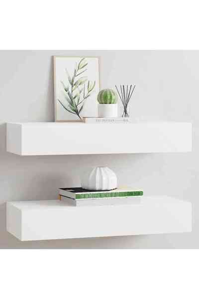 vidaxl Wall-mounted Drawer Shelves 2 pcs White 60x23.5x10cm MDF