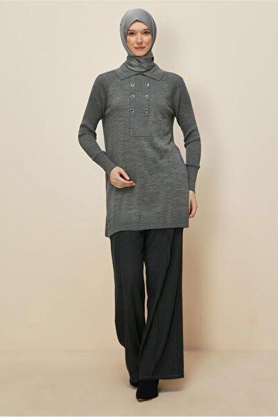 Alvina Shirt Collar Knitwear Tunic 45809