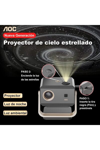 Aoc Portable Projector Full HD 4K/1080P Adjustable Angle Compatible with IOS/...