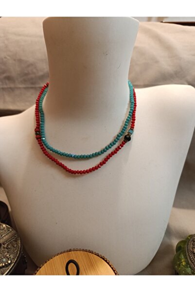 Hippybutik Kristal Zirkon Taş Üniteli İkili Üçlü El Yapımı Kolye