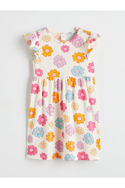 LC Waikiki Rochie pentru fete cu model floral ecru