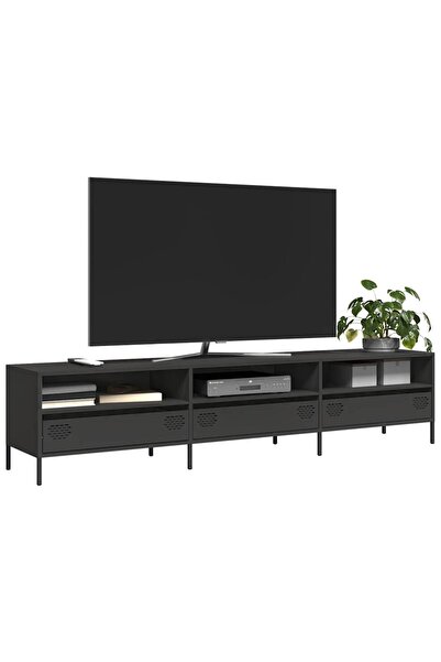 vidaxl TV Cabinet Black 202x39x43.5 cm Cold-rolled Steel