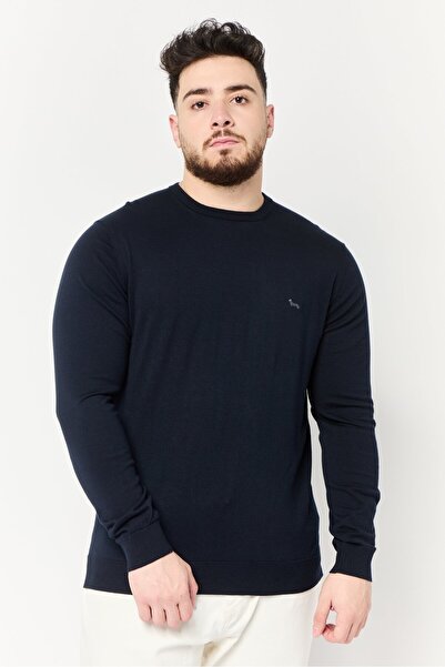 Harmont & Blaine Men Crew Neck Long Sleeve Brand Logo Sweater, Navy
