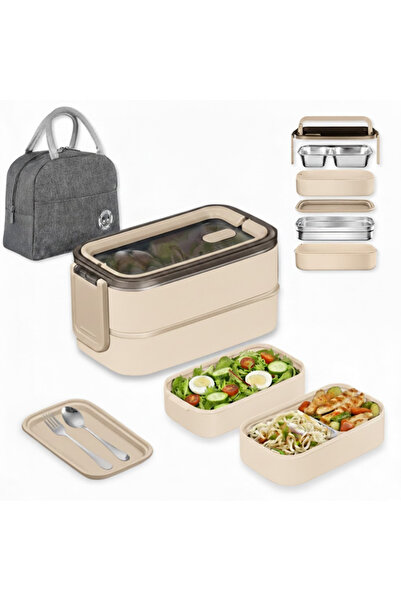 AlsayedP 1400ml Double Layer Bento Lunch Box 304 Stainless Steel Food Contain...
