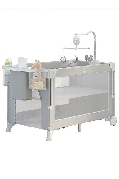 Ma Baby سرير أطفال قابل للطي 4 في 1 | سرير أطفال قابل لتعديل الارتفاع مع طاول...